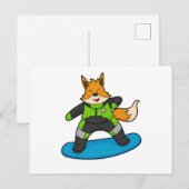 Carte Postale Renard en tant que snowboardeur avec snowboard (Devant / Derrière)