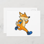 Carte Postale Renard en train de courir avec sac à dos (Devant / Derrière)