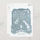 Carte Postale Renard et grue bleu (Devant / Derrière)