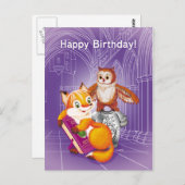 Carte Postale renard et hibou (Devant / Derrière)