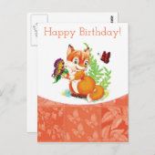 Carte Postale renard et papillon (Devant / Derrière)