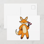 Carte Postale Renard joueur de fléchettes avec fléchettes (Devant / Derrière)