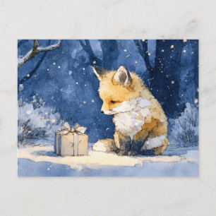 Carte Postale Renard Kit et le Cadeau Aquarelle