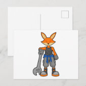 Carte Postale Renard mécanicien avec clé (Devant / Derrière)