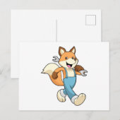 Carte Postale Renard mécanicien avec clé à écrou (Devant / Derrière)