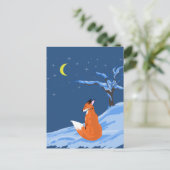 Carte Postale Renard nocturne d'hiver (Debout devant)