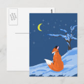 Carte Postale Renard nocturne d'hiver (Devant / Derrière)