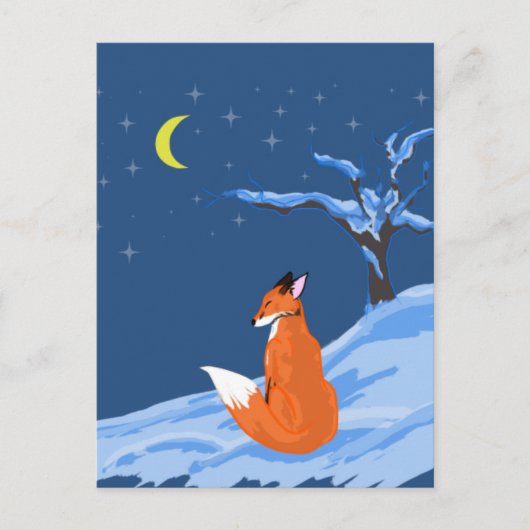 Carte Postale Renard nocturne d'hiver (Devant)