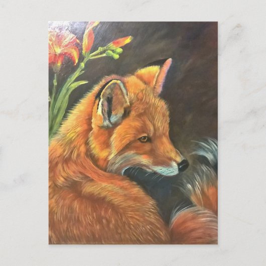 Carte Postale renard paysage peinture peinture main art nature (Devant)
