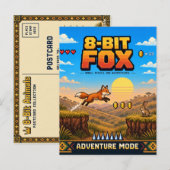 Carte Postale Renard, Pixel Art Rétro 8 Bits (Devant / Derrière)