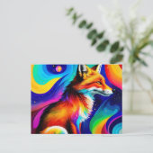 Carte Postale Renard rouge coloré (Debout devant)