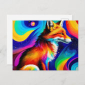 Carte Postale Renard rouge coloré (Devant / Derrière)