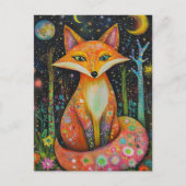 Carte Postale Renard rouge cosmique dans la forêt (Devant)