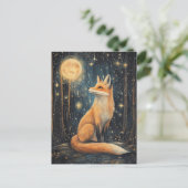 Carte Postale Renard rouge dans la forêt la nuit (Debout devant)