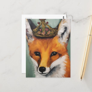 Carte Postale Renard rouge dans une couronne