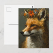 Carte Postale Renard rouge dans une couronne florale (Devant / Derrière)