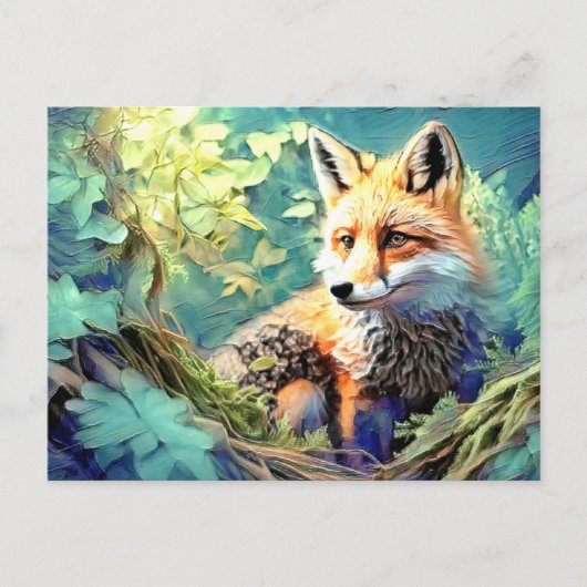 Carte Postale Renard rouge de la forêt sauvage - PROPRE OEUVRE - (Devant)