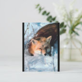 Carte Postale Renard rouge en neige (Debout devant)