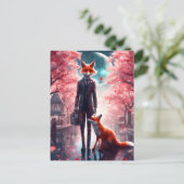 Carte Postale Renard Rouge Marcher avec une brève floraison de c (Debout devant)