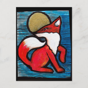 Carte Postale Renard Rouge Pleine Lune Renards Loyaux MoonChild