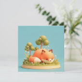 Carte postale Renard roux 3D style argile forêt pr (Debout devant)