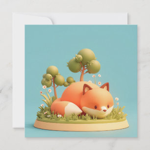 Carte postale Renard roux 3D style argile forêt pr