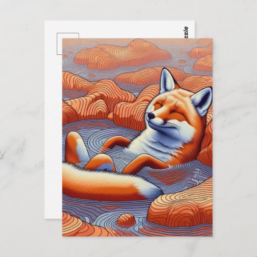 Carte Postale Renard roux détendu (Devant / Derrière)