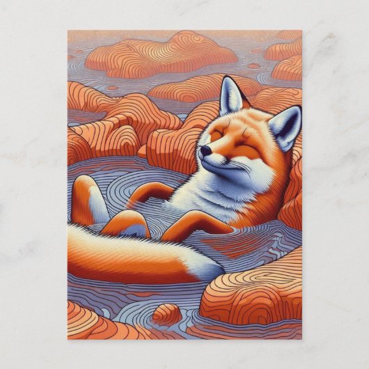 Carte Postale Renard roux détendu (Devant)