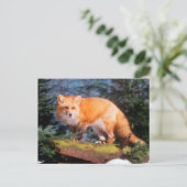 Carte Postale Renard roux sur une bûche (Debout devant)