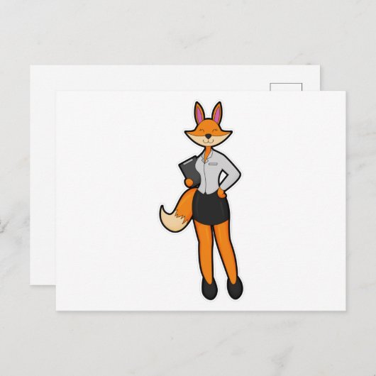 Carte Postale Renard secrétaire avec bloc-notes (Devant / Derrière)