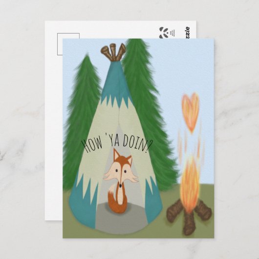 Carte Postale Renard solitaire mignon (Devant / Derrière)