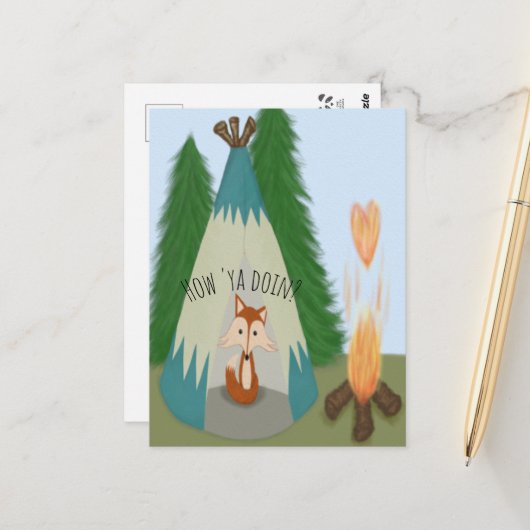 Carte Postale Renard solitaire mignon (Devant/Arrière en situation)