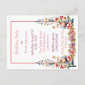 Carte Postale Renardeau dans Fête d'anniversaire de fille Fleurs (Dos)