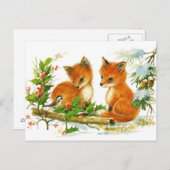 Carte postale : Renards à neige hivernaux (Devant / Derrière)