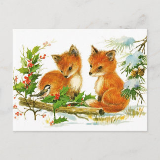 Carte postale : Renards à neige hivernaux