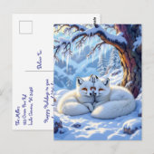 Carte Postale Renards d'hiver sur une journée hivernale enneigée (Devant / Derrière)