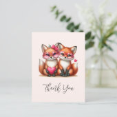 Carte Postale Renards oranges mignons amoureux merci (Debout devant)