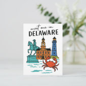 Carte Postale Rencontre à Delaware Dover Histoire Côtière Crabe (Debout devant)