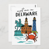 Carte Postale Rencontre à Delaware Dover Histoire Côtière Crabe (Devant / Derrière)