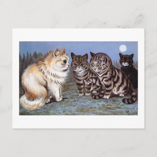 Carte Postale Rencontre de chatons au clair de lune, Louis Wain (Devant)