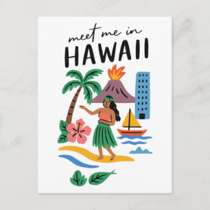 Carte Postale Rencontre-moi à Hawaï Danseuse de hula tropicale d