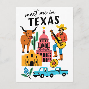 Carte Postale Rencontre-moi au Texas Longhorn Cowboy Austin
