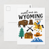 Carte Postale Rencontre-moi dans le Wyoming Cowboy Bison Devils (Devant / Derrière)