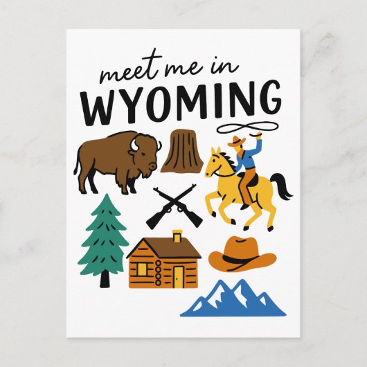 Carte Postale Rencontre-moi dans le Wyoming Cowboy Bison Devils (Devant)