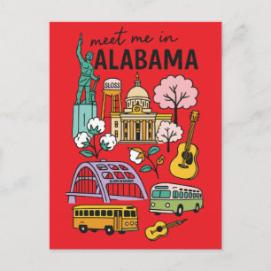 Carte Postale Rencontre-moi en Alabama Lieux Emblématiques Rétro