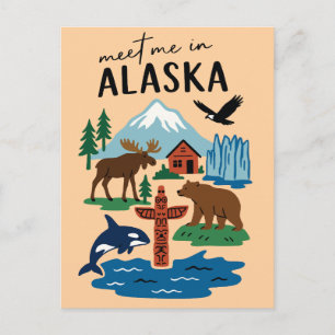 Carte Postale Rencontre-moi en Alaska Icônes Rétro