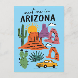 Carte Postale Rencontre-moi en Arizona Désert Rétro Cactus Roche