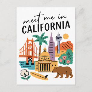 Carte Postale Rencontre-moi en Californie Golden Gate Bear Surf