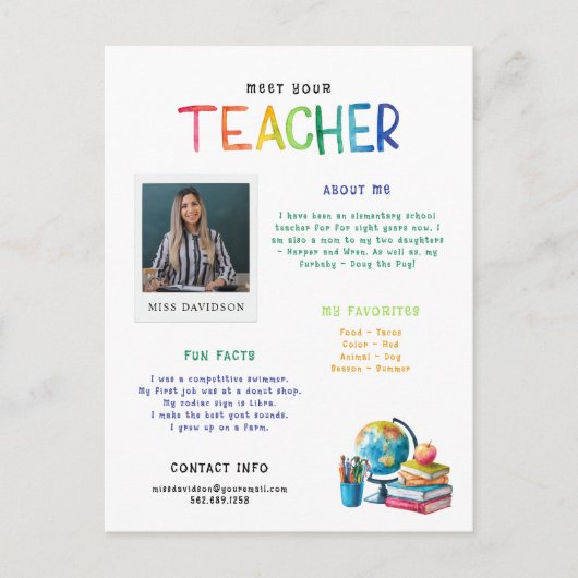 Carte Postale Rencontrez le document de l'enseignant (Devant)