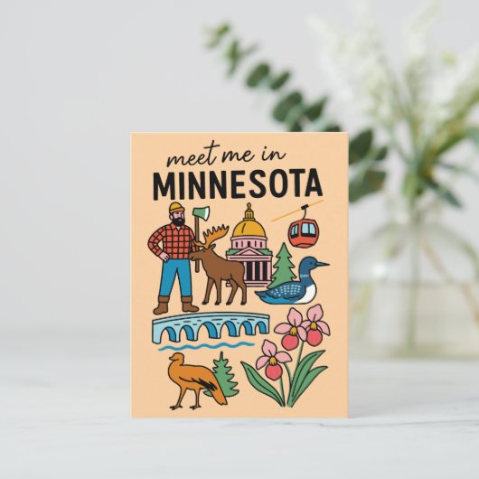 Carte Postale Rencontrez-Moi Dans Le Minnesota Loon Moose Lumber (Debout devant)